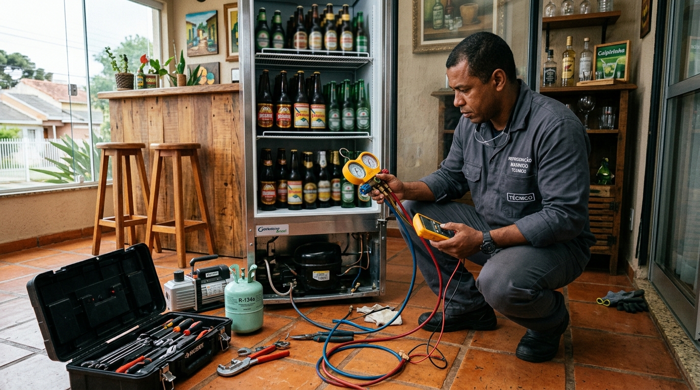 Técnico de conserto de cervejeira em residência em Maringá‑PR